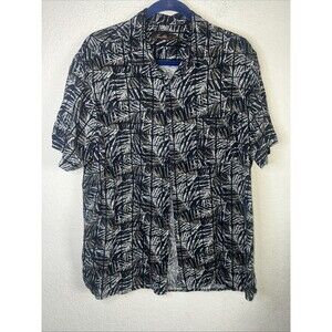 Tasso Elba Silk shirt Tropical Palm Hawaiian Silk  XL SS resort beach Men Travel